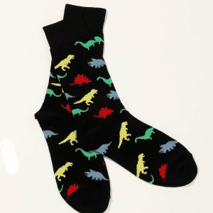 Calcetines de Dinosaurios multicolor fondo negro