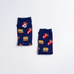 Calcetines con estampado de hamburguesa y soda