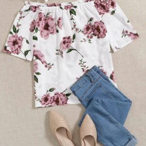 Blusa Floral Hombros Caidos