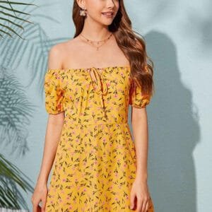 Vestido Floral Hombros Caidos