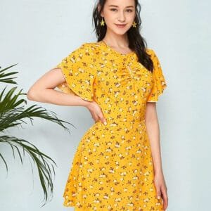 Vestido Margaritas Mangas Holgadas