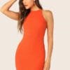 Vestido Rib Knit Naranja Neon