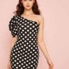 Vestido Un Hombro Polka Dot