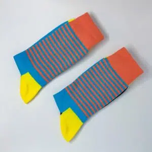 Calcetines striped sky blue and orange