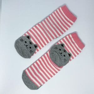 Calcetines striped cat pink