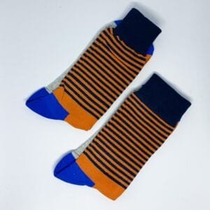 Calcetines striped blue and orange