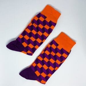 Calcetines cuadros orange and purple
