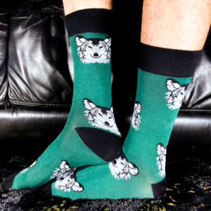 Calcetines Lobo Fondo Verde