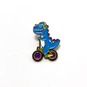 Pin Dinosaurio en Bicicleta
