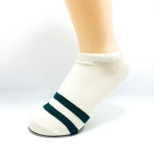 Calcetines Cortos Blancos Franja Verde