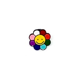 Pin Flor multicolor base negra