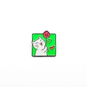 Pin Gato feliz con rosa