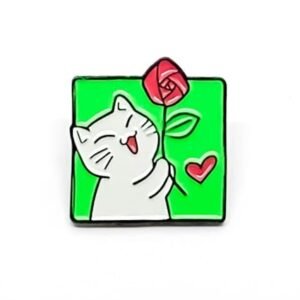 Pin Gato feliz con rosa