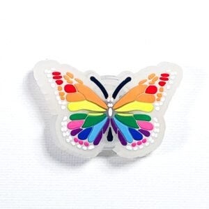 Pin tipo Crocs LED Mariposa Arcoiris